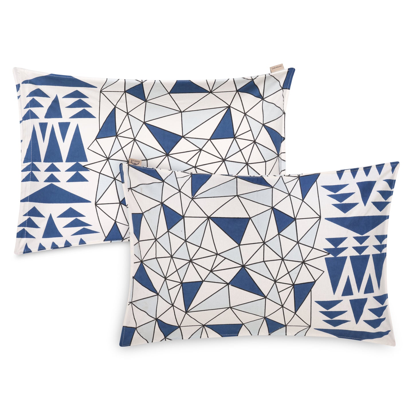 Mathematical Abstract & Geometrical Pattern Bedsheet in Prussian Blue Color Collection Premium Organic Cotton Ethnic Printed Bedsheet