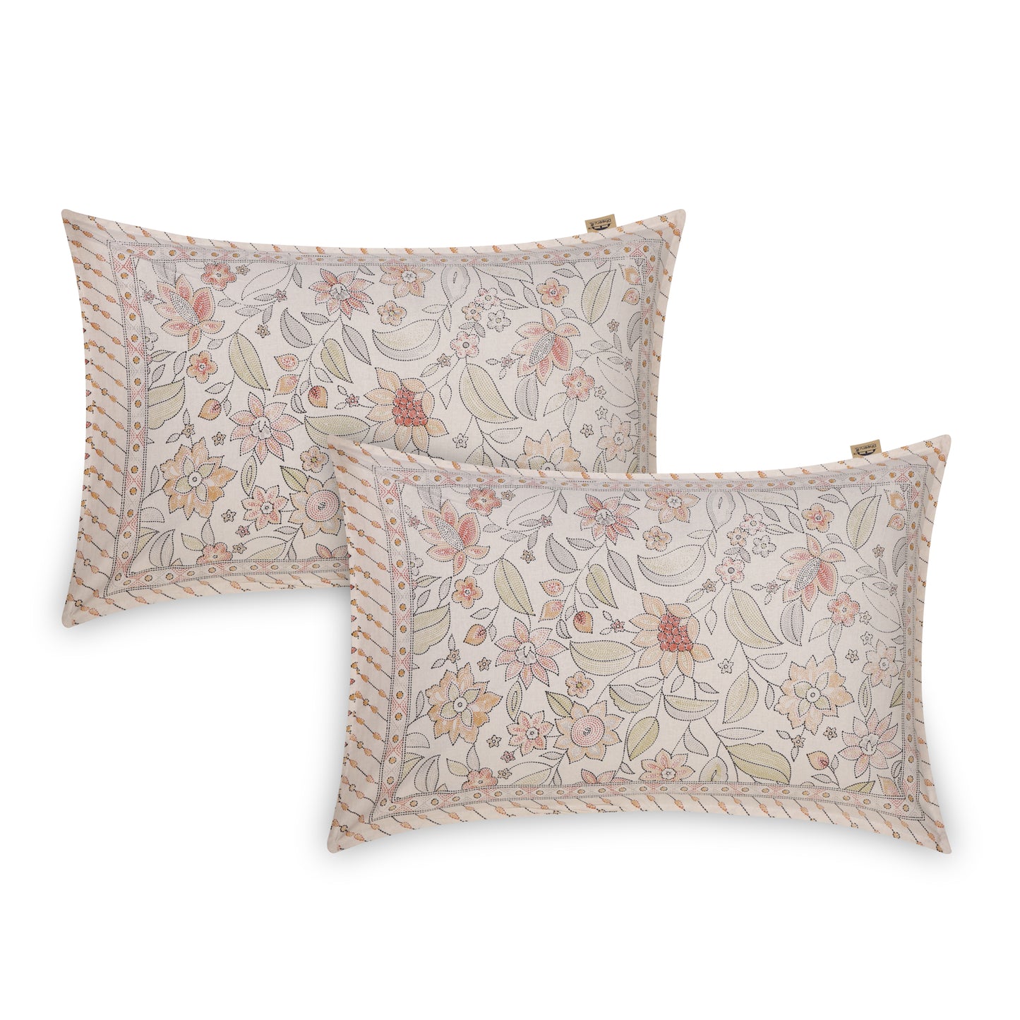 HANDCRAFTED KATHA PRINT ORGANIC COTTON BEDSHEET -INTRICATE AND ARTISANAL CRAFT