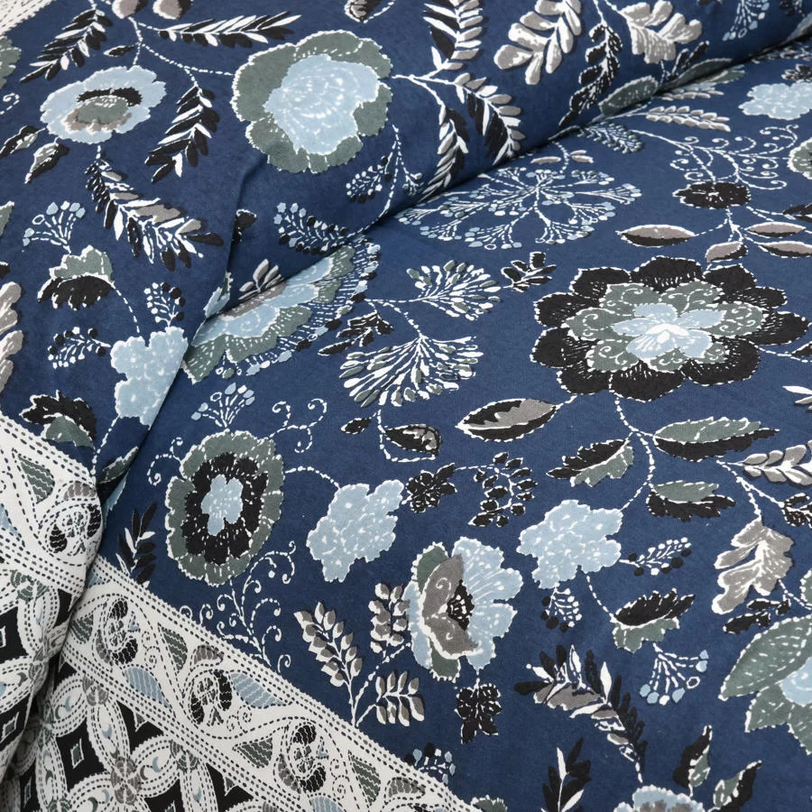 HANDCRAFTED KATHA PRINT ORGANIC COTTON BEDSHEET -INTRICATE AND ARTISANAL CRAFT