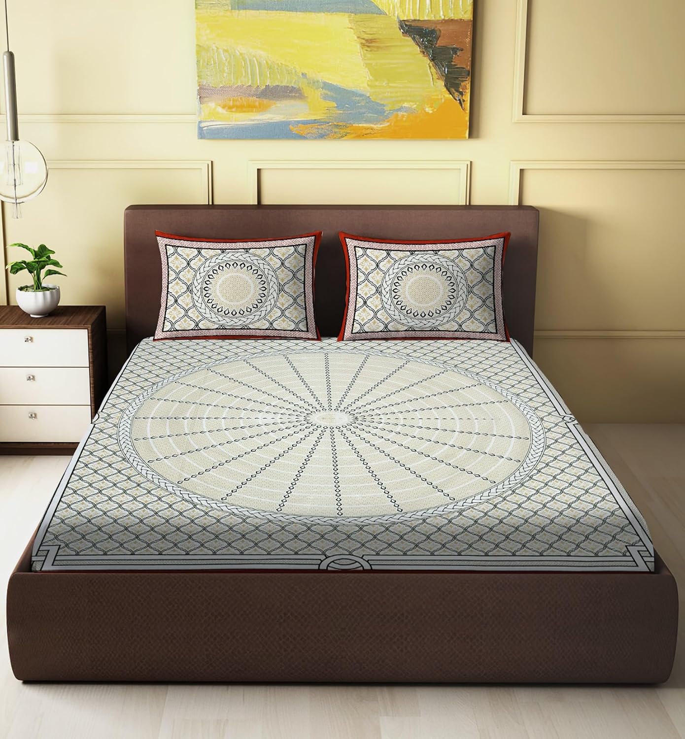 MATHEMATICAL ABSTRACT & EMPIRE CONCENTRIC PATTERN PREMIUM ORGANIC COTTON BEDSHEET
