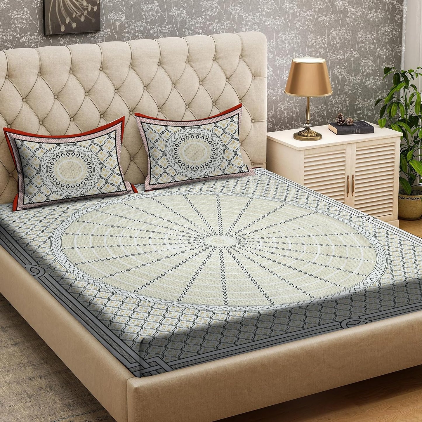 MATHEMATICAL ABSTRACT & EMPIRE CONCENTRIC PATTERN PREMIUM ORGANIC COTTON BEDSHEET