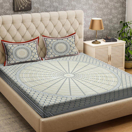 MATHEMATICAL ABSTRACT & EMPIRE CONCENTRIC PATTERN PREMIUM ORGANIC COTTON  BEDSHEET