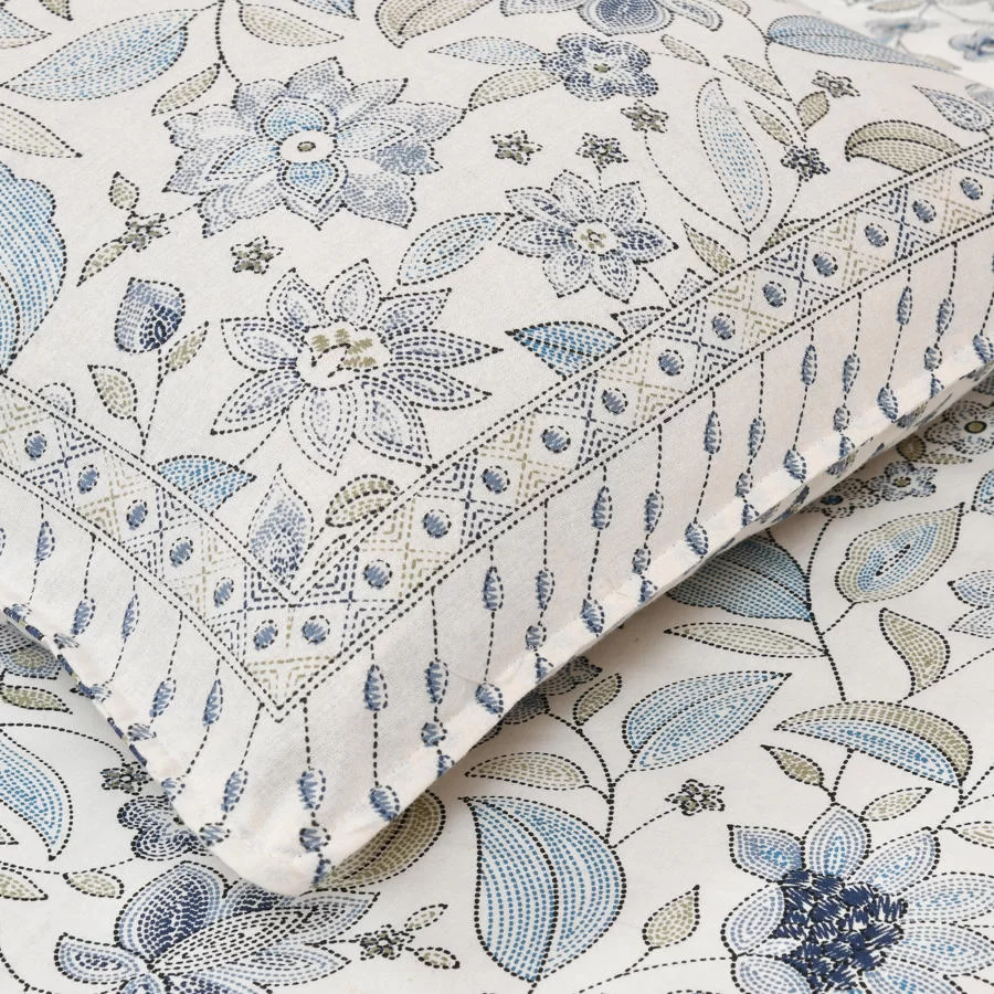 HANDCRAFTED KATHA PRINT ORGANIC COTTON BEDSHEET -INTRICATE AND ARTISANAL CRAFT