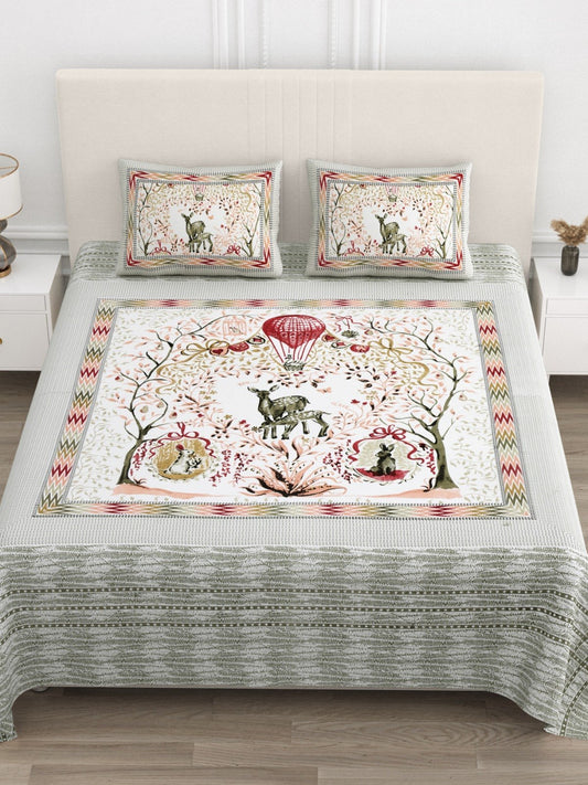 THIS LUXURIOUS, SPRING FOREST NATURE THEMED PATTERN  FEATURES A PRISTINE TITANIUM ASH ON PREMIUM COTTON BEDSHEET.