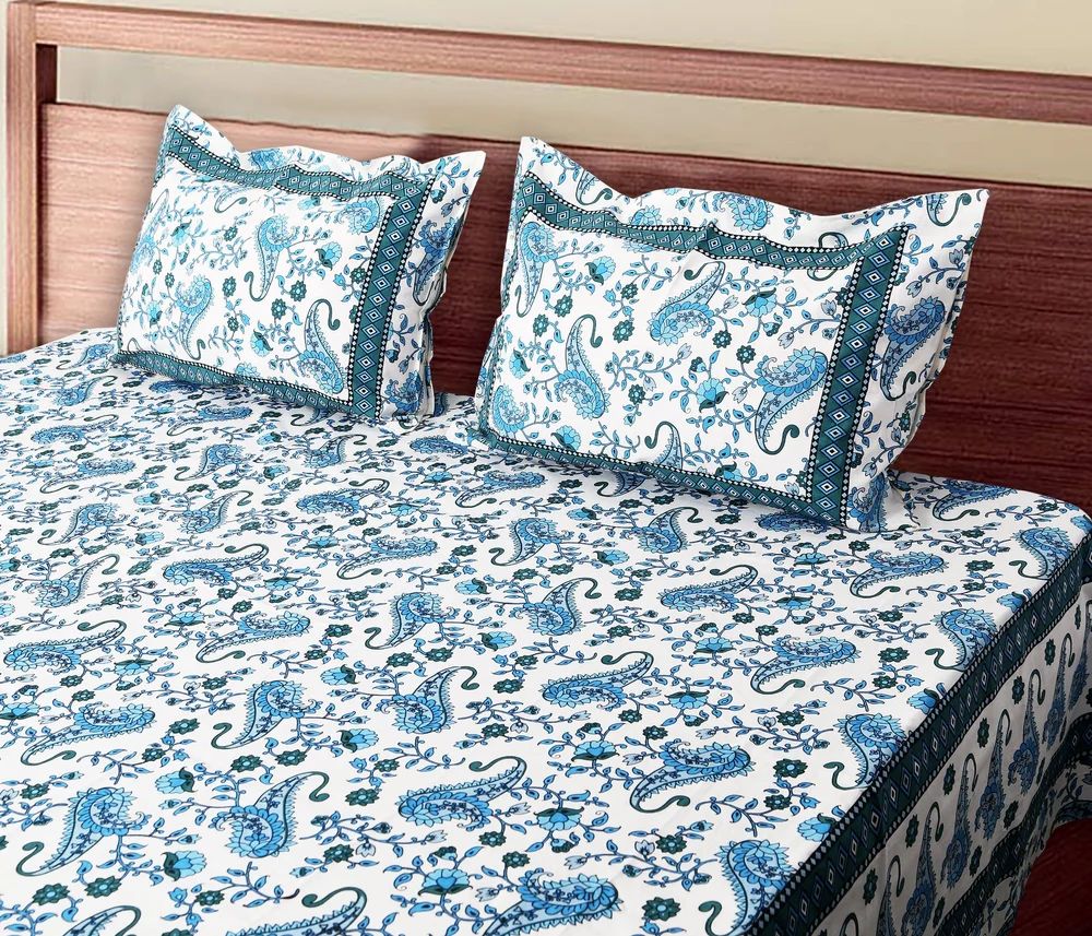 DESERT BOTANICAL BLISS: LUXURIOUS ORGANIC COTTON CARDINAL PRUSSIAN BLUE BEDSHEETS INSPIRED BY NATURE’S SERENITY