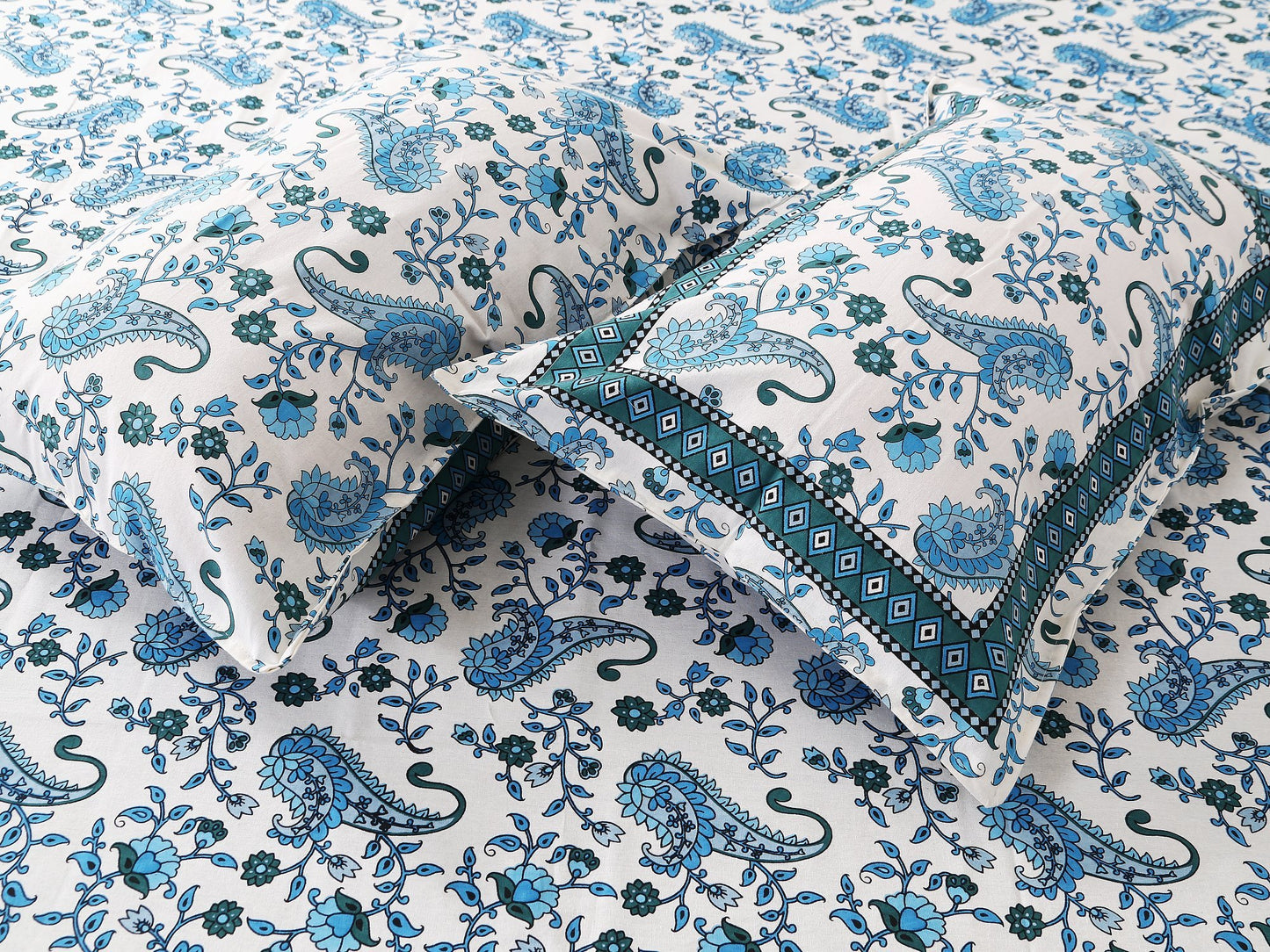DESERT BOTANICAL BLISS: LUXURIOUS ORGANIC COTTON CARDINAL PRUSSIAN BLUE BEDSHEETS INSPIRED BY NATURE’S SERENITY