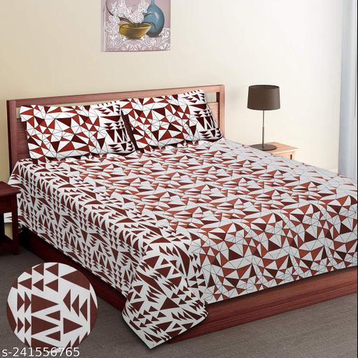 MATHEMATICAL ABSTRACT & GEOMETRICAL PATTERN BEDSHEET IN MAHOGANY COLOR COLLECTION PREMIUM ORGANIC COTTON ETHNIC PRINTED BEDSHEET