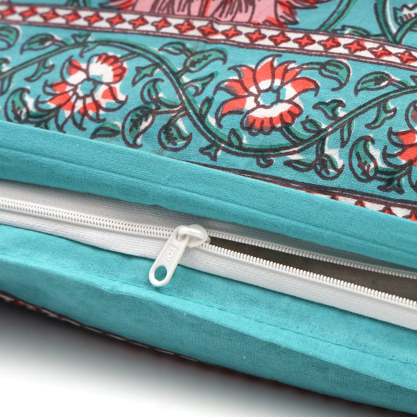 PREMIUM ORGANIC COTTON ANTIQUE TURQUOISE GREEN BEDSHEET WITH EMPIRE PLANT BLOCK PRINT – ETHNIC ELEGANCE