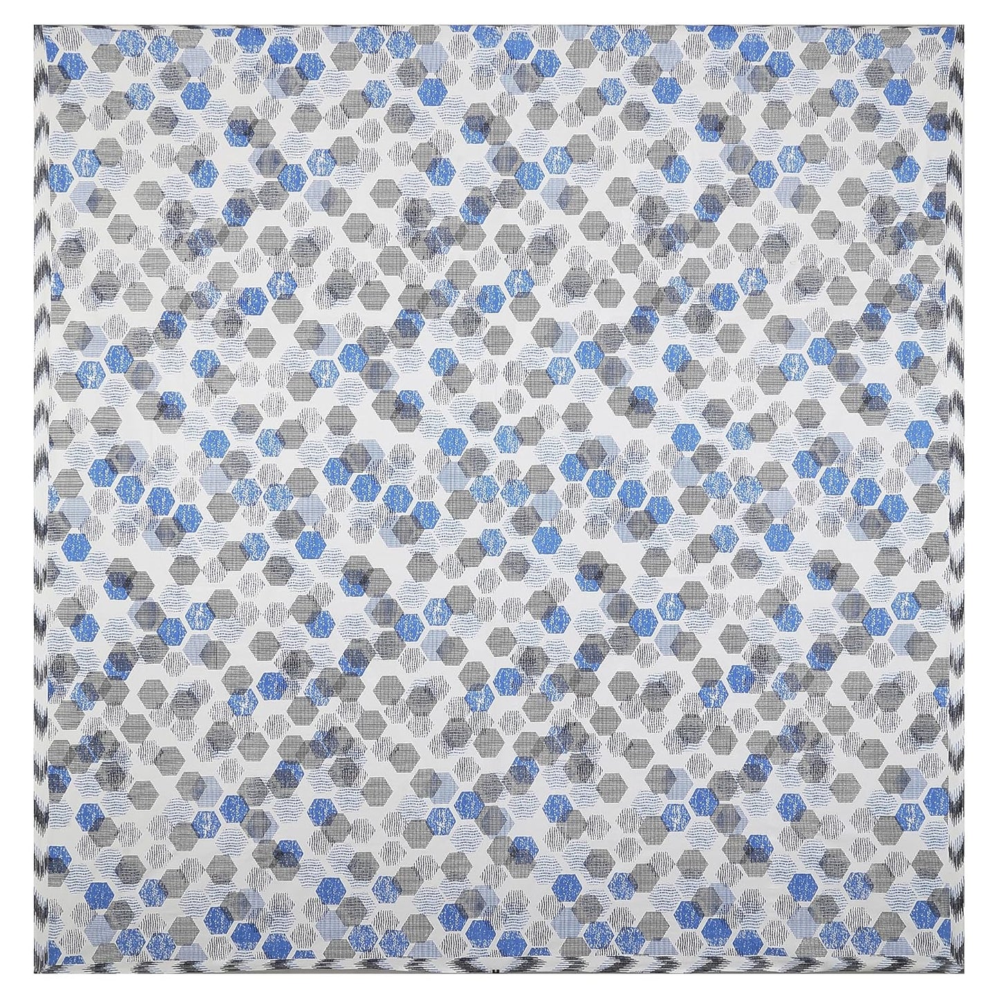 HONEYCOMB GEOMETRICAL PATTERN BEDSHEET IN PRUSSIAN BLUE AND MIDNIGHT COLOR COLLECTION PREMIUM ORGANIC COTTON ETHNIC PRINTED BEDSHEET.
