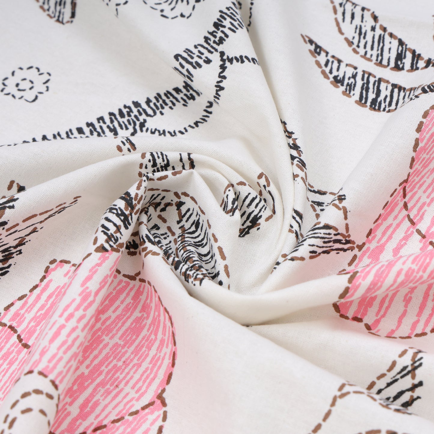ANTIQUE FLUORESCENT FUCHSIA, MAHOGANY AND HENNA FOREST BOTANICAL FLOWER ORGANIC PREMINUM COTTON KATHAA HAND BLOCK PATTERN BADSHEET COLLECTIONS.