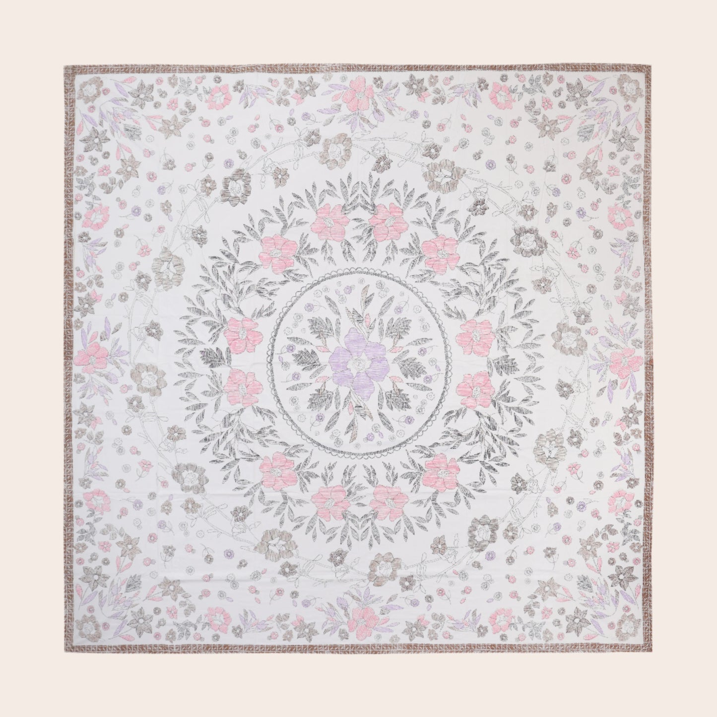 ANTIQUE FLUORESCENT FUCHSIA, MAHOGANY AND HENNA FOREST BOTANICAL FLOWER ORGANIC PREMINUM COTTON KATHAA HAND BLOCK PATTERN BADSHEET COLLECTIONS.
