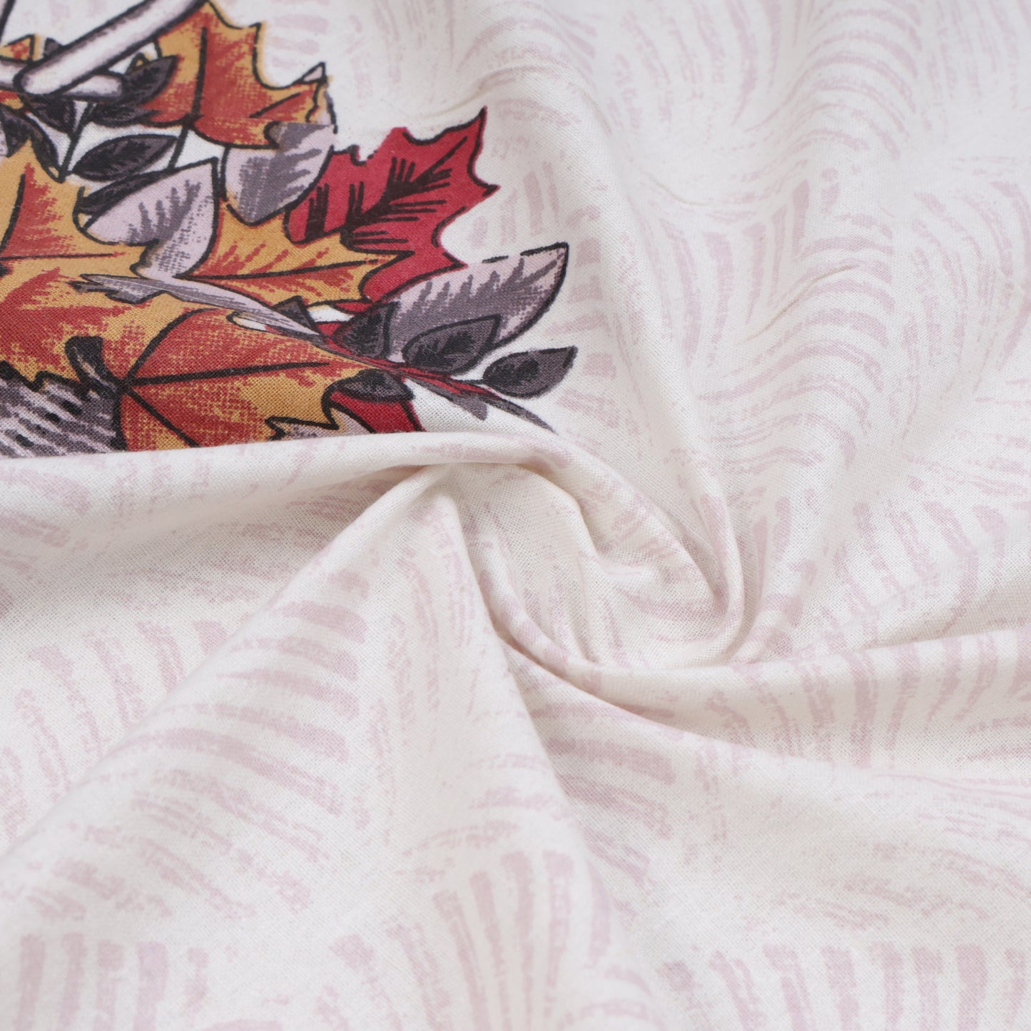 PREMIUM ORGANIC COTTON BEDSHEET LUXURIOUS BYCYCLE UNDER MAPLE TREE IN AUTUMN WITH NATURE THEMED PATTERN FEATURES A FLUORESCENT FUCHSIA COLOR