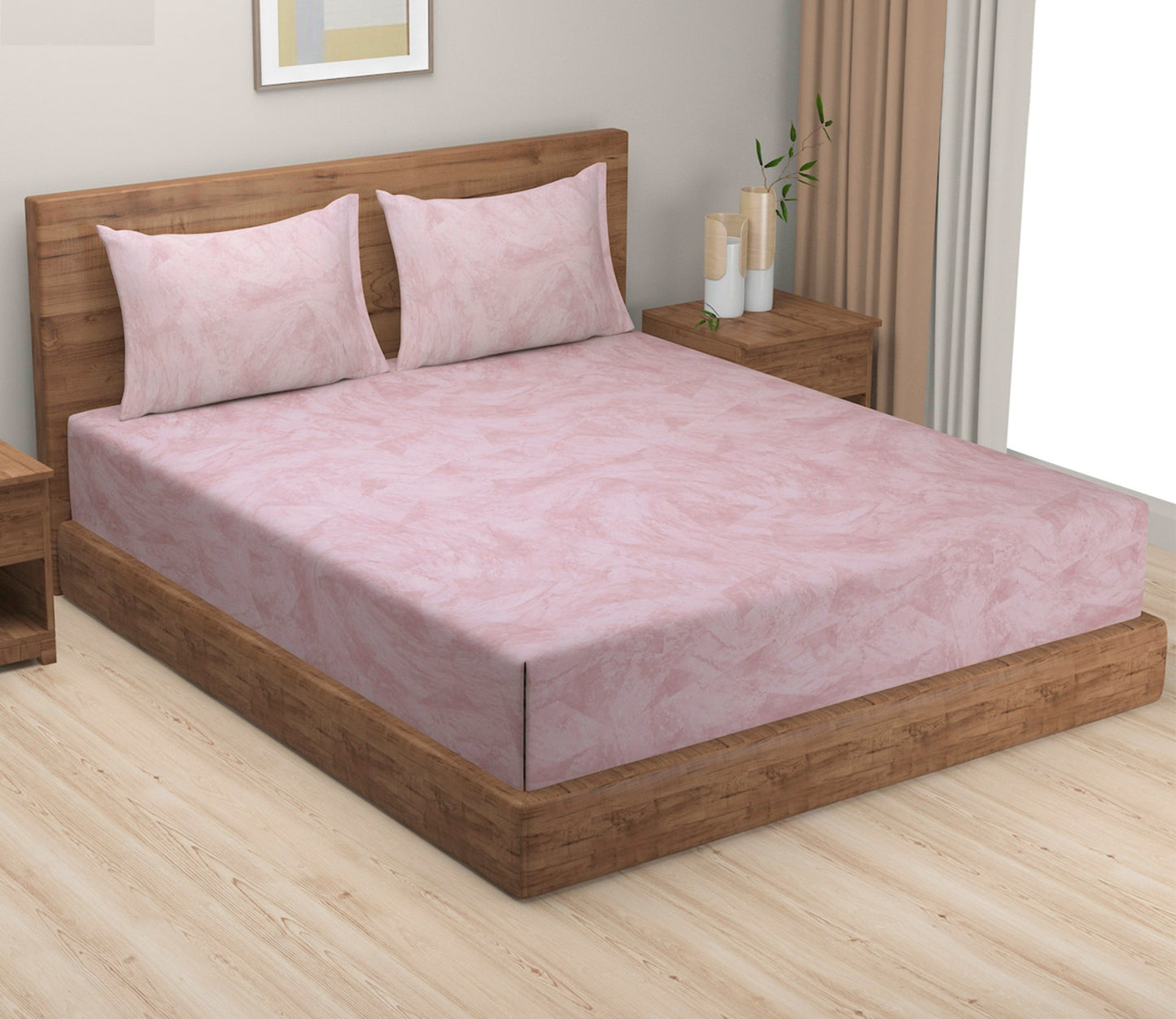 EXCLUSIVE STONE INSPIRED PRINT ORGANIC COTTON BEDSHEETS – PERFECT BLEND OF COMFORT AND STYLE-SHIMMERING BLUSH