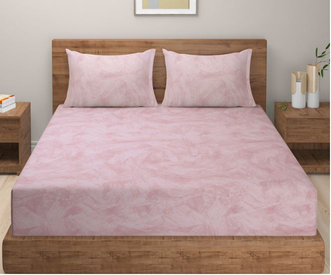 EXCLUSIVE STONE INSPIRED PRINT ORGANIC COTTON BEDSHEETS – PERFECT BLEND OF COMFORT AND STYLE-SHIMMERING BLUSH