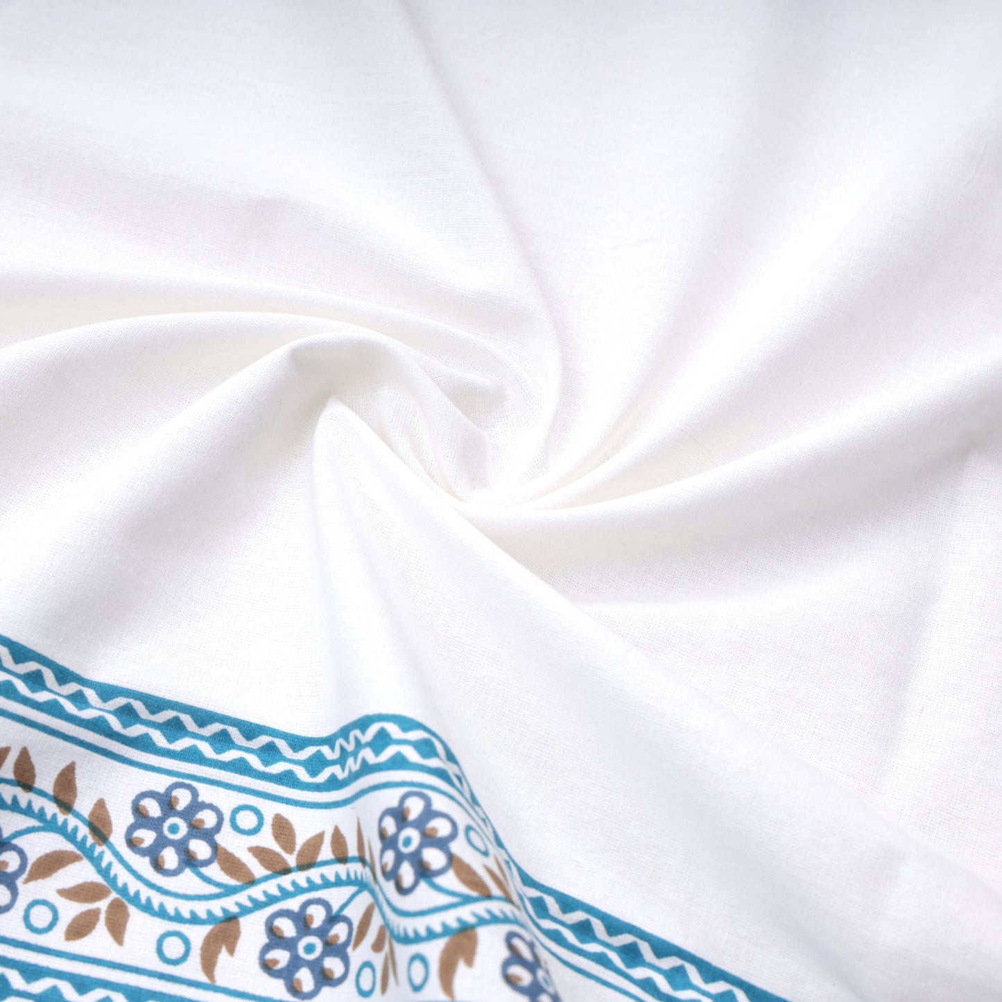 PREMIUM ORGANIC COTTON BEDSHEET LUXURIOUS NAVY BLUE AUTHENTIC TRIBAL WING CREATURE WITH HENNA FOREST LEAF BELL BORDER BEDSHEET NATURE THEMED PATTERN.