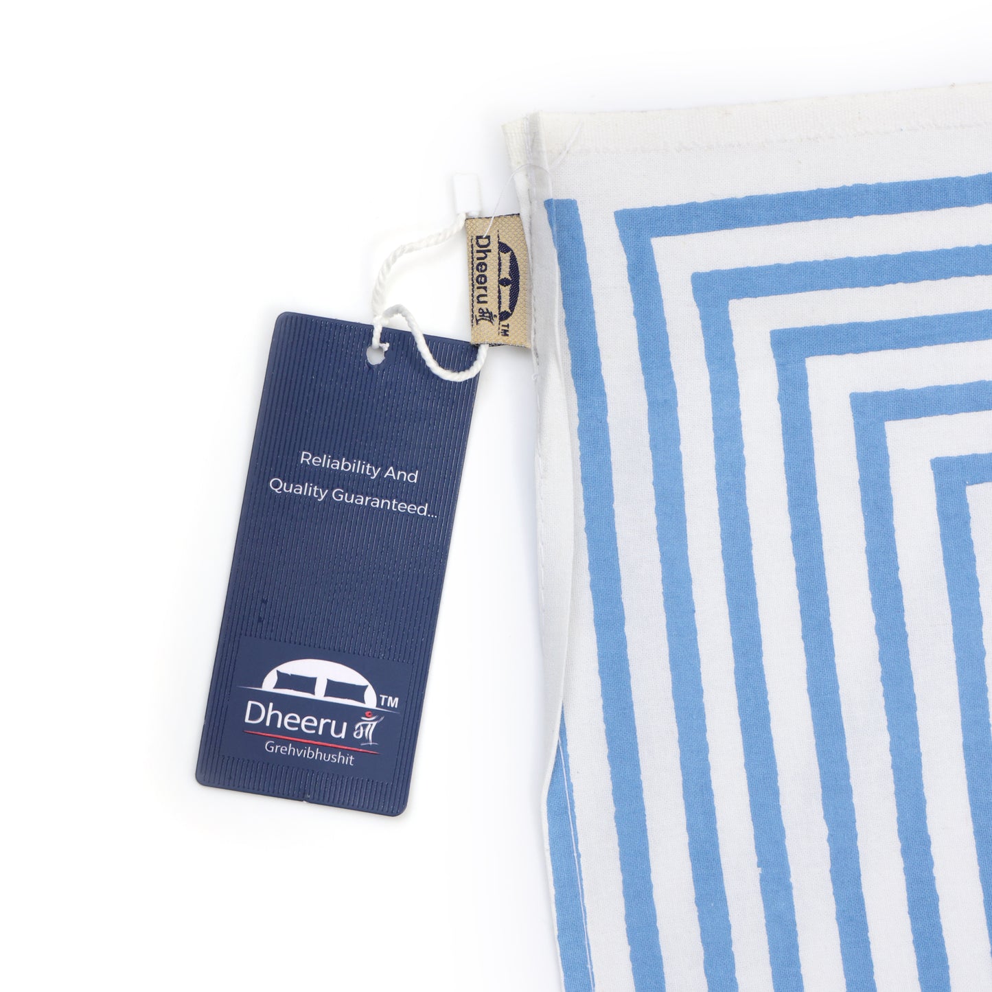 ARTISAN ELEGANCE ANTIQUE IVORY WITH PRUSSIAN BLUE WINGED CREATURE PATTERN PREMIUM ORGANIC COTTON ETHNIC BLOCK PRINTED BEDSHEET
