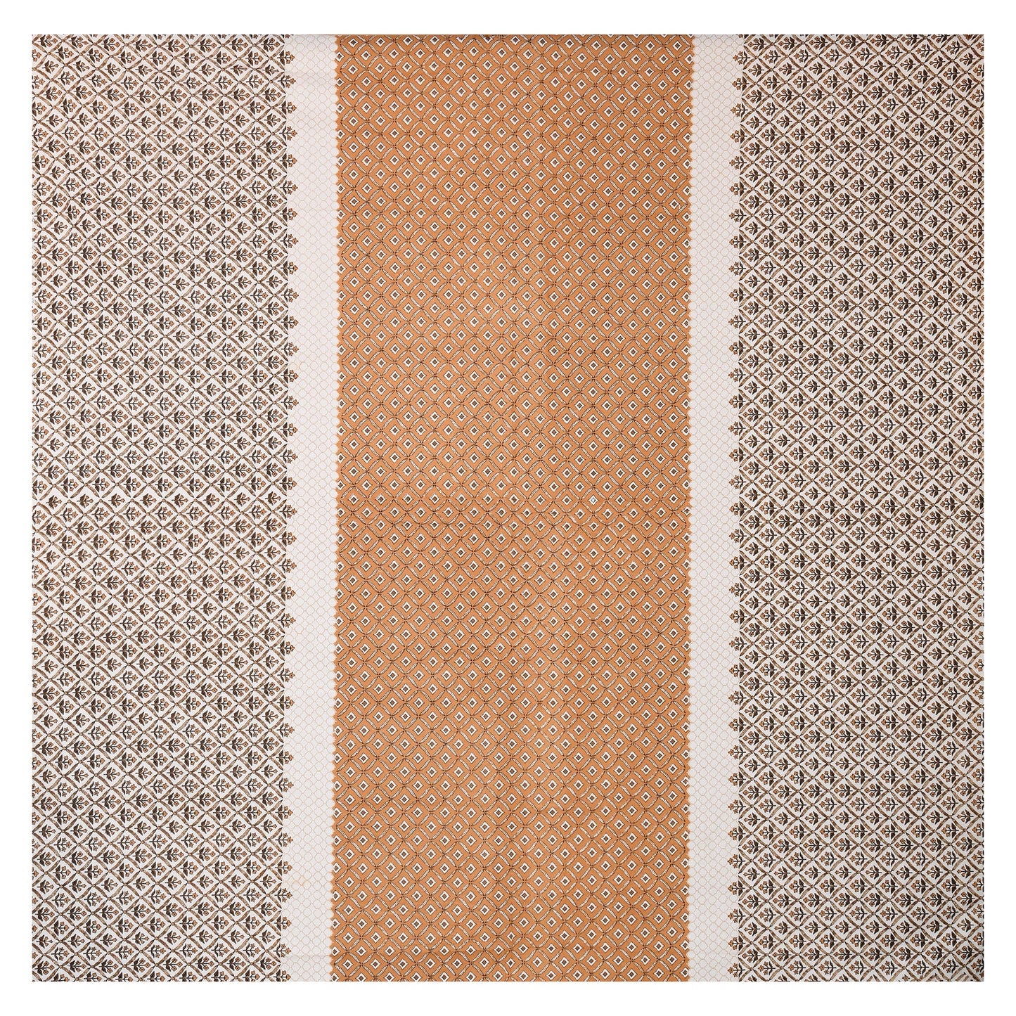 GOLDEN MAHOGANY IMPERIAL TOPAZ MATHEMATICAL ABSTRACT & SLATE HEU EMPIRE PLANT PATTERN PREMIUM ORGANIC COTTON ETHNIC BLOCK PRINTED BEDSHEET