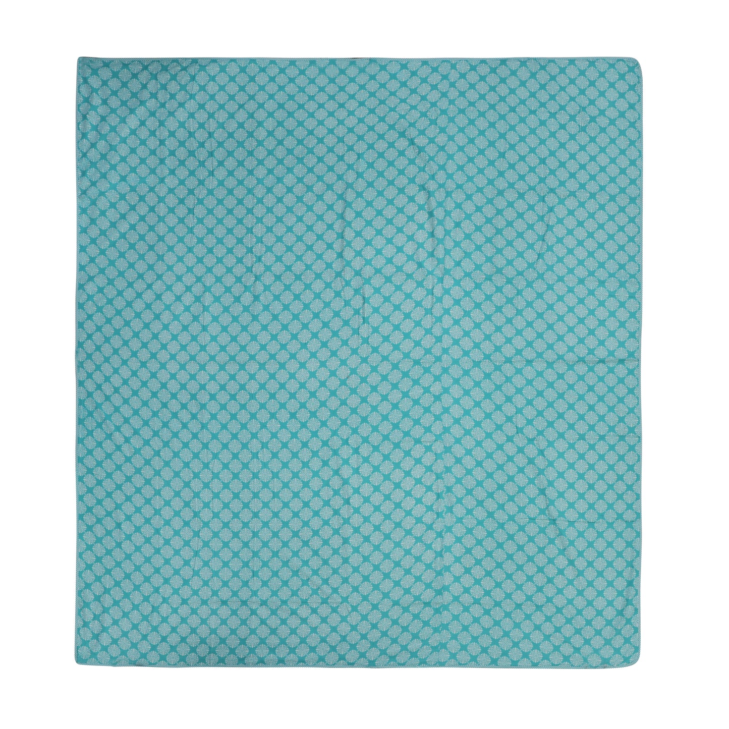 PREMIUM ORGANIC COTTON REVERSIBLE DOHAR - THREE-LAYERED SANGANERI AND GEOMETRIC PATTERN WITH TURQUOSE GREEN HUE AND INSULATING MICROFIBRE FOR ALL-WEATHER COMFORT