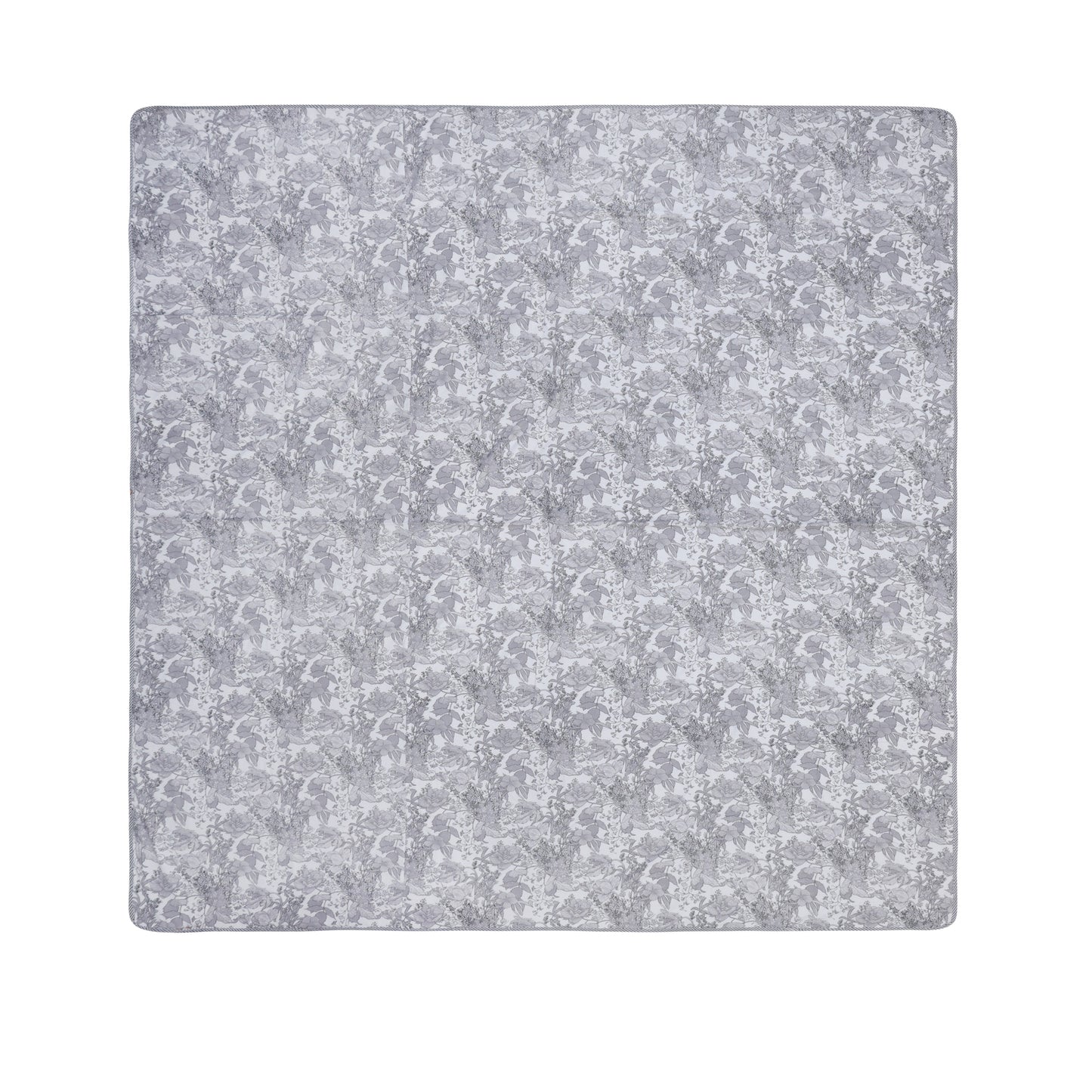 PREMIUM ORGANIC COTTON REVERSIBLE DOHAR - THREE-LAYERED BOTANICAL & GEOMETRIC PATTERN WITH SLATE HUE AND INSULATING FALTEN FOR ALL-WEATHER COMFORT.