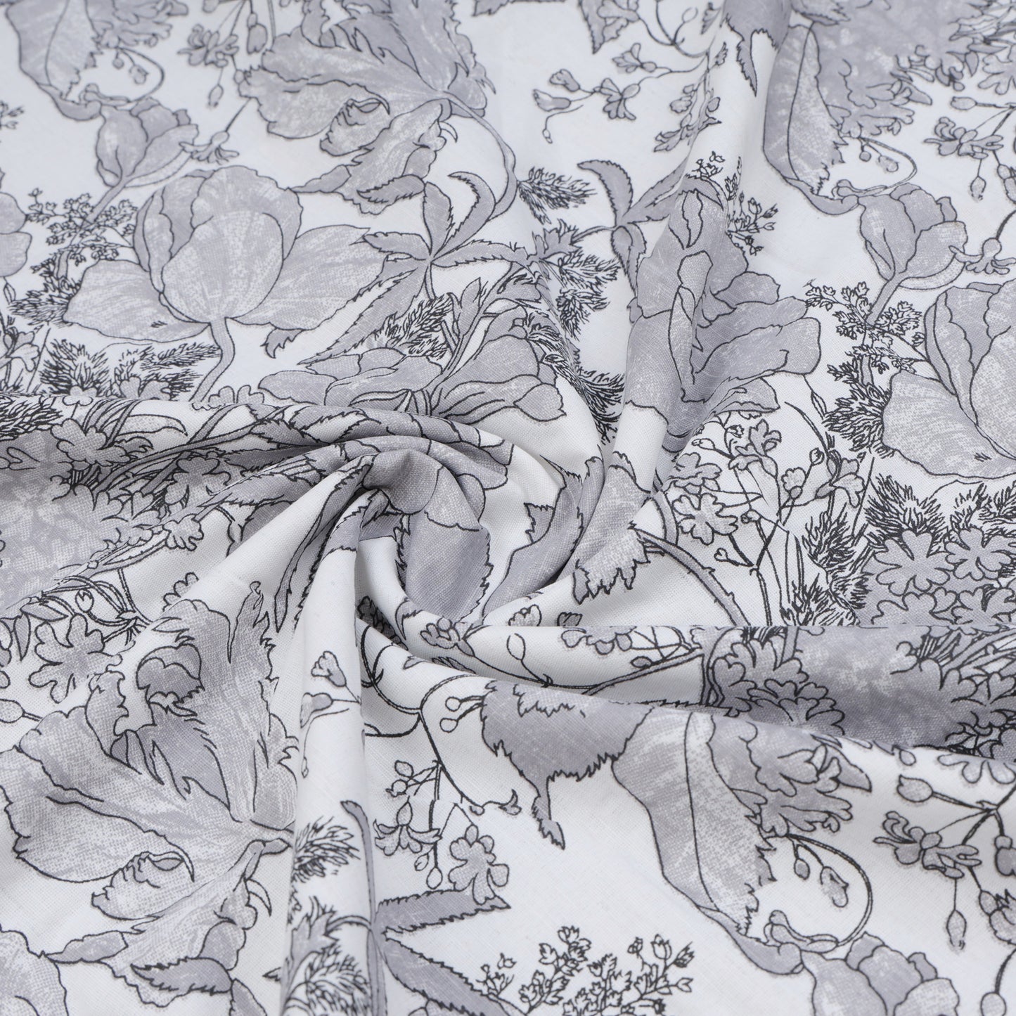 PREMIUM ORGANIC COTTON REVERSIBLE DOHAR - THREE-LAYERED BOTANICAL & GEOMETRIC PATTERN WITH SLATE HUE AND INSULATING FALTEN FOR ALL-WEATHER COMFORT.