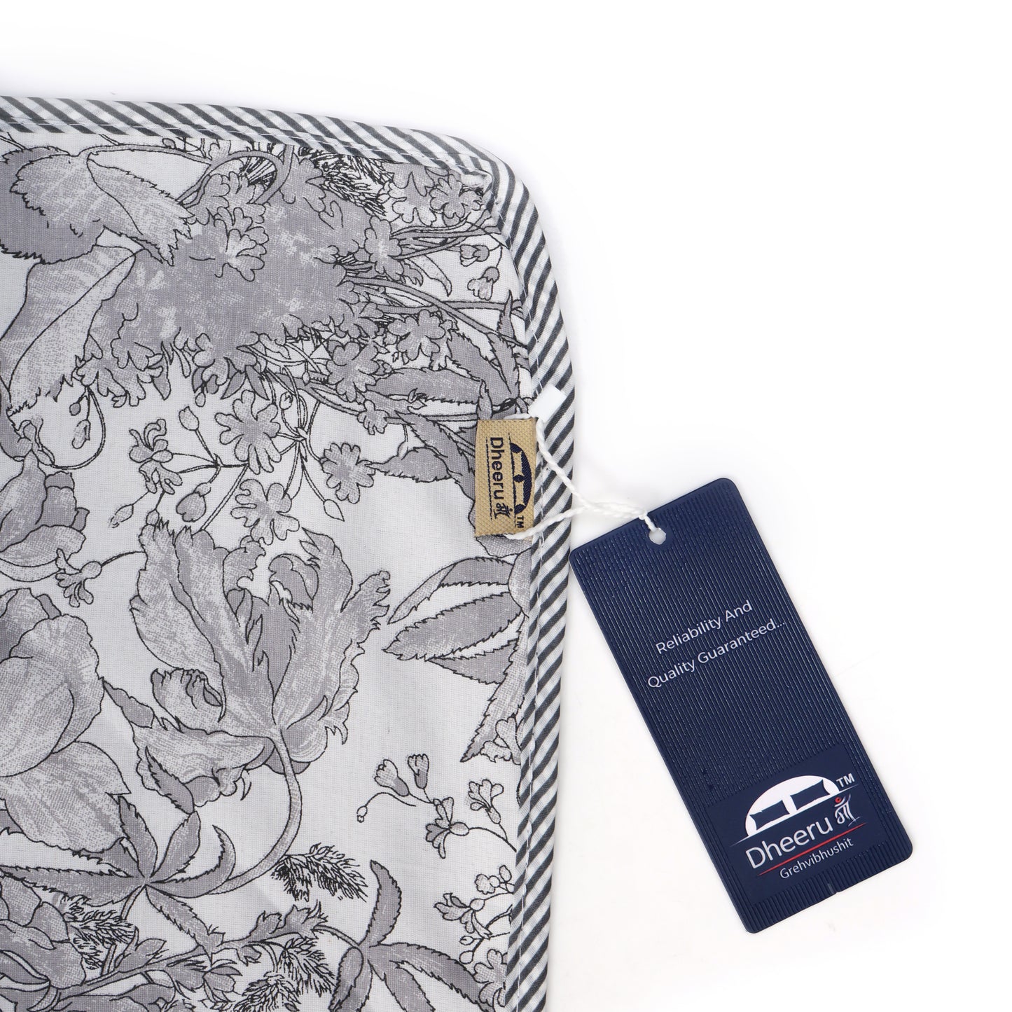 PREMIUM ORGANIC COTTON REVERSIBLE DOHAR - THREE-LAYERED BOTANICAL & GEOMETRIC PATTERN WITH SLATE HUE AND INSULATING FALTEN FOR ALL-WEATHER COMFORT.