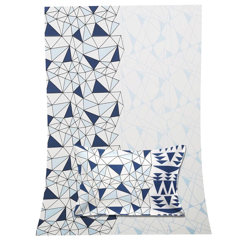Mathematical Abstract & Geometrical Pattern Bedsheet in Prussian Blue Color Collection Premium Organic Cotton Ethnic Printed Bedsheet