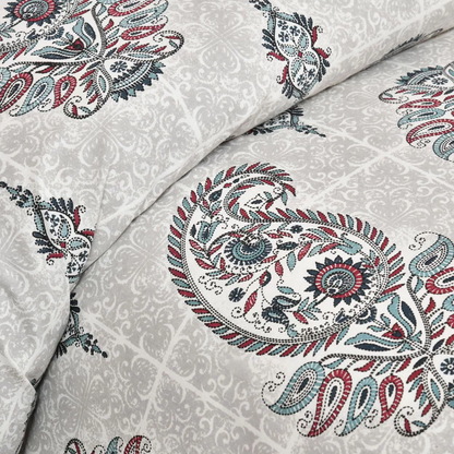 HANDCRAFTED KATHA PRINT ORGANIC COTTON BEDSHEET -INTRICATE AND ARTISANAL CRAFT-