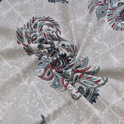 HANDCRAFTED KATHA PRINT ORGANIC COTTON BEDSHEET -INTRICATE AND ARTISANAL CRAFT-