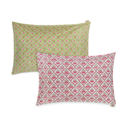 HENNA FOREST MATHEMATICAL ABSTRACT & PINKISH RED EMPIRE PLANT PATTERN  BEDSHEET  COLLECTION PATTERN PREMIUM ORGANIC COTTON ETHNIC BLOCK PRINTED BEDSHEET