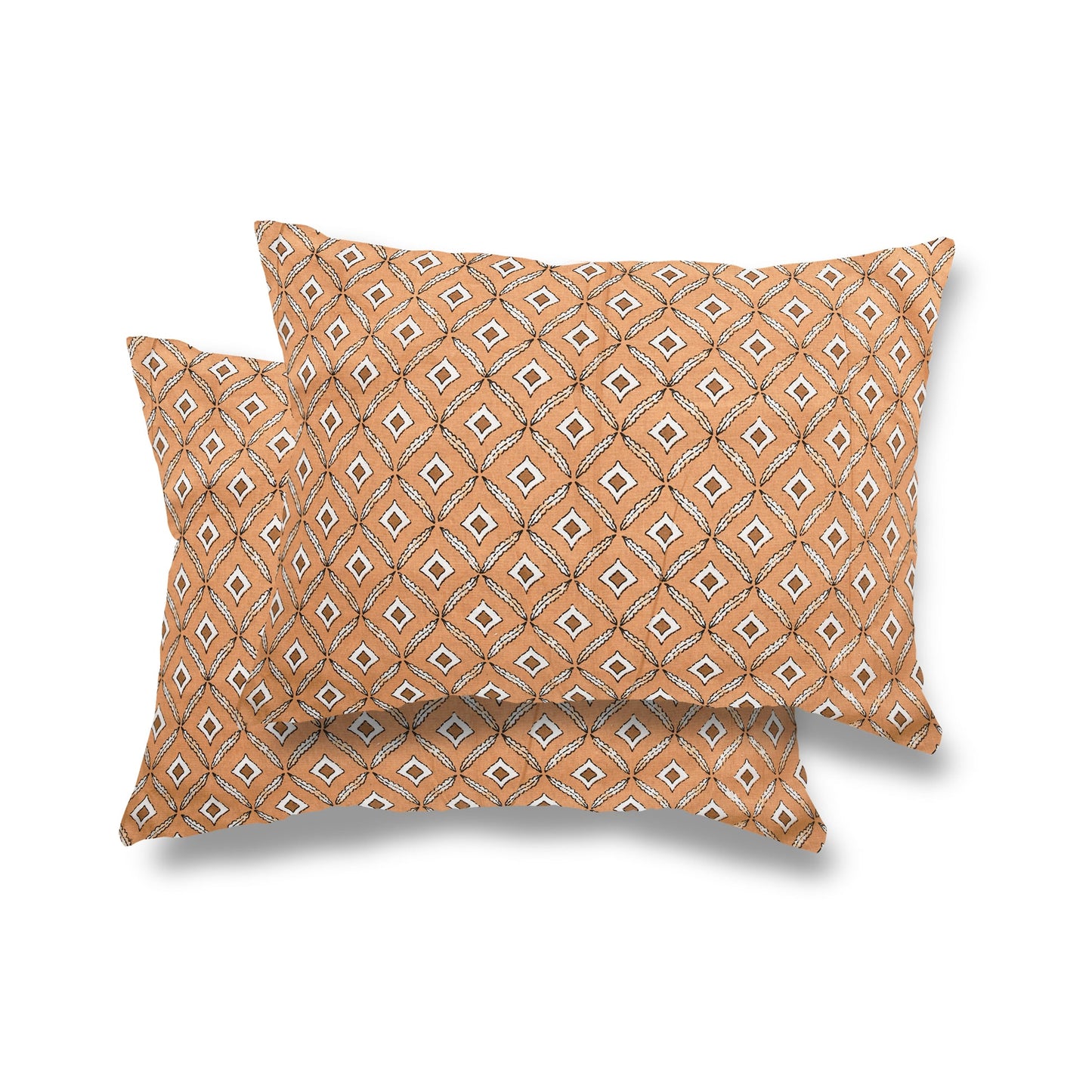 GOLDEN MAHOGANY IMPERIAL TOPAZ MATHEMATICAL ABSTRACT & SLATE HEU EMPIRE PLANT PATTERN  PREMIUM ORGANIC COTTON ETHNIC BLOCK PRINTED BEDSHEET