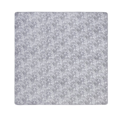 PREMIUM ORGANIC COTTON REVERSIBLE DOHAR - THREE-LAYERED BOTANICAL & GEOMETRIC PATTERN WITH SLATE HUE AND INSULATING FALTEN FOR ALL-WEATHER COMFORT.