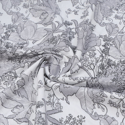 PREMIUM ORGANIC COTTON REVERSIBLE DOHAR - THREE-LAYERED BOTANICAL & GEOMETRIC PATTERN WITH SLATE HUE AND INSULATING FALTEN FOR ALL-WEATHER COMFORT.