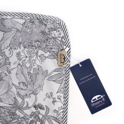 PREMIUM ORGANIC COTTON REVERSIBLE DOHAR - THREE-LAYERED BOTANICAL & GEOMETRIC PATTERN WITH SLATE HUE AND INSULATING FALTEN FOR ALL-WEATHER COMFORT.