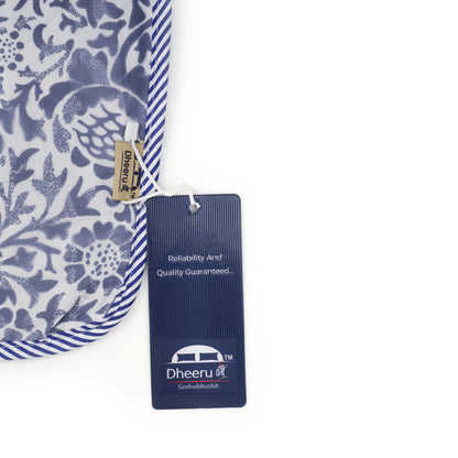 PREMIUM ORGANIC COTTON REVERSIBLE DOHAR - THREE-LAYERED BOTANICAL & GEOMETRIC PATTERN WITH PRUSSIAN BLUE HUE AND INSULATING  FOR ALL-WEATHER COMFORT.