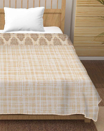 PREMIUM ORGANIC COTTON REVERSIBLE DOHAR - THREE-LAYERED SANGARENI & GEOMETRIC PATTERN WITH GOLDEN MAHOGANY IMPERIAL TOPAZ HUE AND INSULATING  FOR ALL-WEATHER COMFORT.