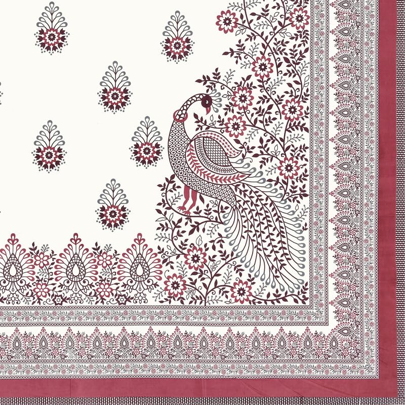 PREMINUM, AUTHENTIC TRIBAL WING CREATURE WITH ROYAL MAROON BELL BORDER BEDSHEET