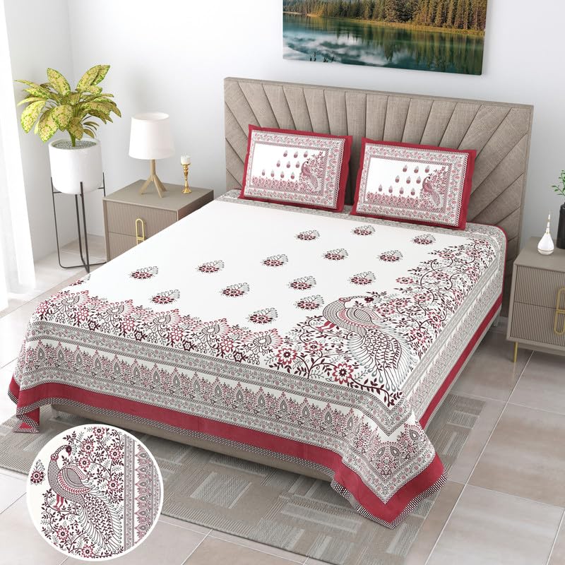 PREMINUM, AUTHENTIC TRIBAL WING CREATURE WITH ROYAL MAROON BELL BORDER BEDSHEET