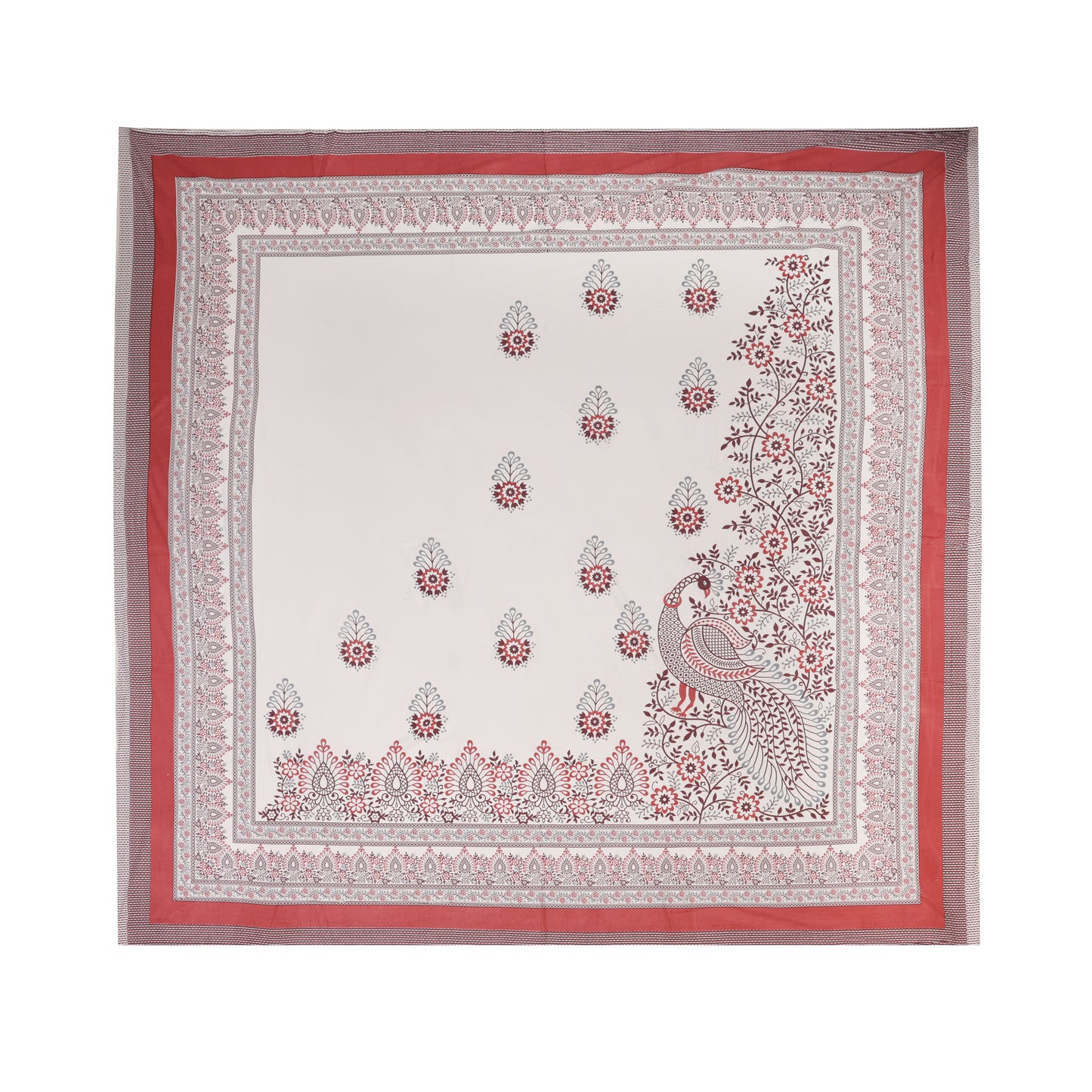 PREMINUM, AUTHENTIC TRIBAL WING CREATURE WITH ROYAL MAROON BELL BORDER BEDSHEET